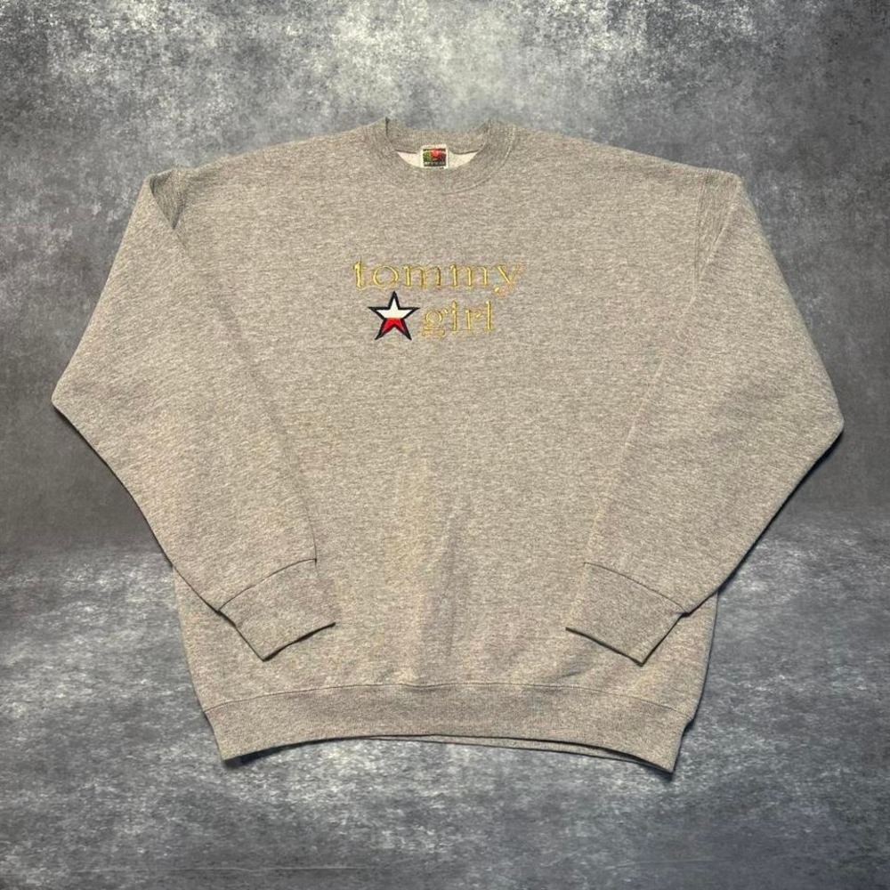 Vintage Tommy Hilfiger Gray Crewneck‎ Sweatshirt Women's XL Tommy Girl